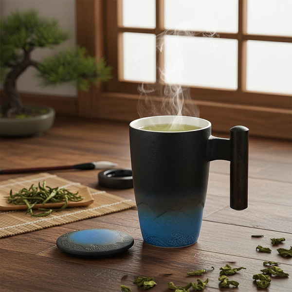 Keramikkopp med lock och sil Mystea 300 ml