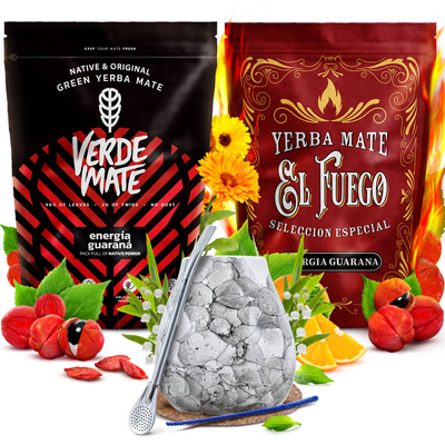 Yerba Mate set Verde Mate El Fuego Energia 2x500g + tillbehör