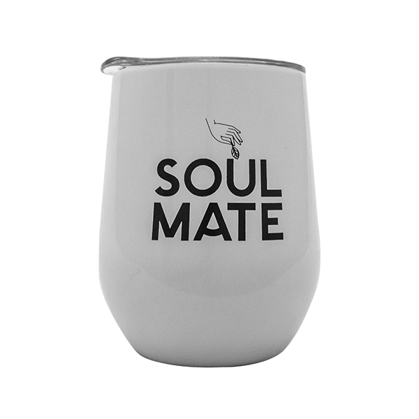 TermoLid – termomugg för yerba mate med lock – Soul Mate (vit) – 350 ml