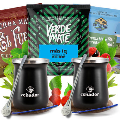 Yerba Mate Set för två 3x50g 150g 2x TermoMate + 2x Bombilla