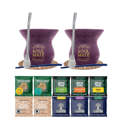 Yerba Mate Set 10x50g 2x Kalebass + 2x Bombilla
