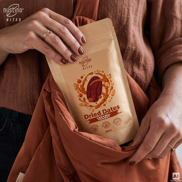Nustino Bites – Torkade Dadlar – Caramel Peanut 100 g