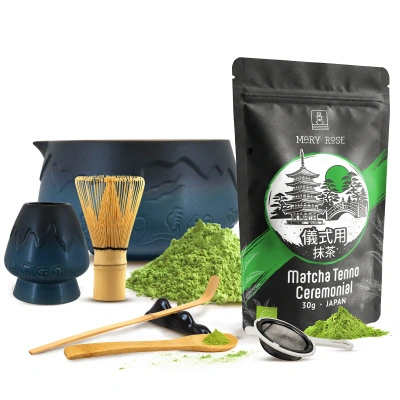 Ceremoniellt set för att tillreda matcha-te: japansk ekologisk matcha 30g + tillbehör