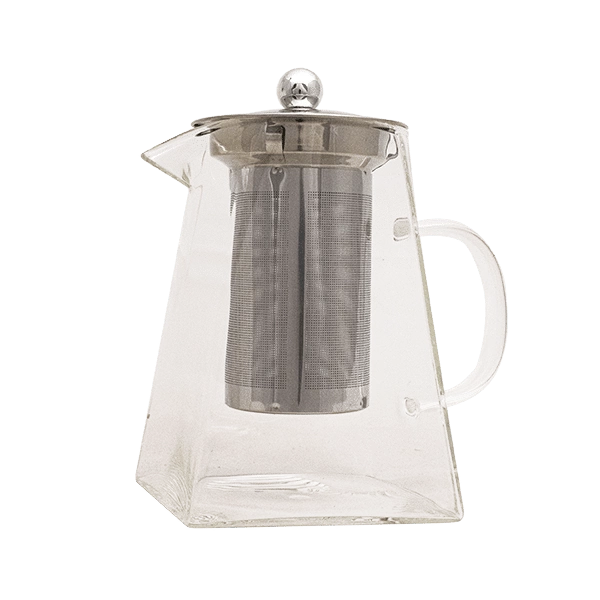 Tekanna i glas med sil i rostfritt stål 950 ml