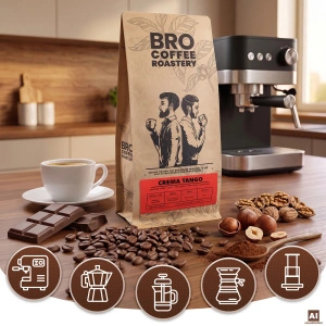 Bro Coffee Roastery – Hela bönor kaffe Crema Tango 400 g