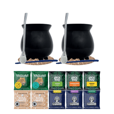 Yerba Mate Set 10x50g 2x Kalebass + 2x Bombilla