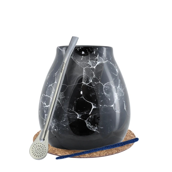 Yerba Mate Matero Set Kalebass Marmol Bombilla