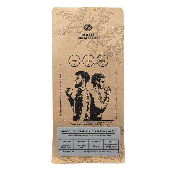 Bro Coffee Roastery - Hela bönor kaffe Amico dall'Italia Espresso Roast 400 g