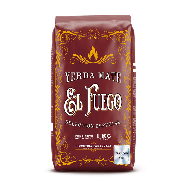 Yerba Mate-set: El Fuego Elaborada 1kg + Kalebass + Bombilla