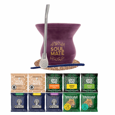 Yerba Mate Set 10x50g Kalebass + Bombilla