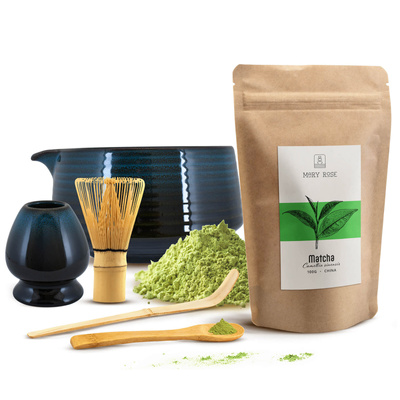 Set för bryggning av Matcha te: matcha 100g + tillbehör