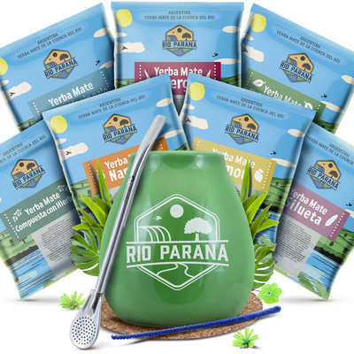 Yerba Mate Rio Parana 7x50g provset + tillbehör