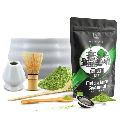 Ceremoniellt set för att tillreda matcha-te: japansk ekologisk matcha 30g + tillbehör