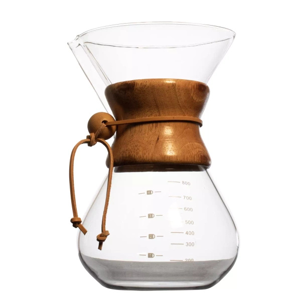Chemex‑typ kaffebryggare 800 ml + återanvändbart filter