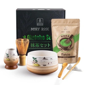Presentset: premium-matcha + matchawan + bambustillbehör