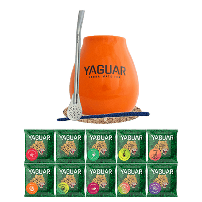 Yerba Mate Set 10x50g Kalebass + Bombilla