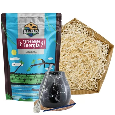 Presentpaket Yerba Mate: Rio Parana Energia 500g + Kalebass + Bombilla