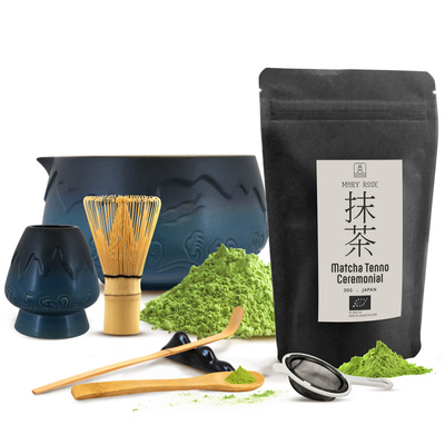 Ceremoniellt set för att tillreda matcha-te: japansk ekologisk matcha 30g + tillbehör