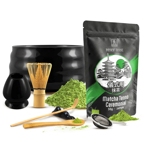 Ceremoniellt set för att tillreda matcha-te: japansk ekologisk matcha 30g + tillbehör