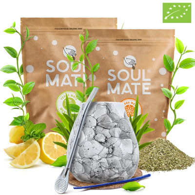 Yerba Mate Set Soul Mate Organica 2x500g 1kg Kalebass + Bombilla
