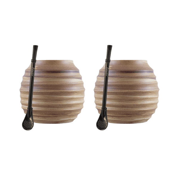 Tillbehörssats för Yerba Mate: 2x Kalebass + 2x Bombilla