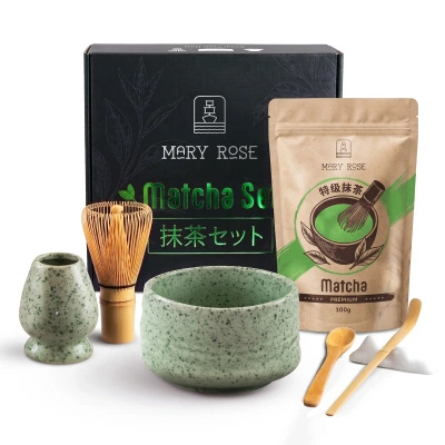 Presentset: premium-matcha + matchawan + bambustillbehör