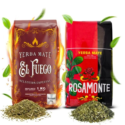 Yerba Mate Elaborada-set: El Fuego 1kg + Rosamonte 1kg