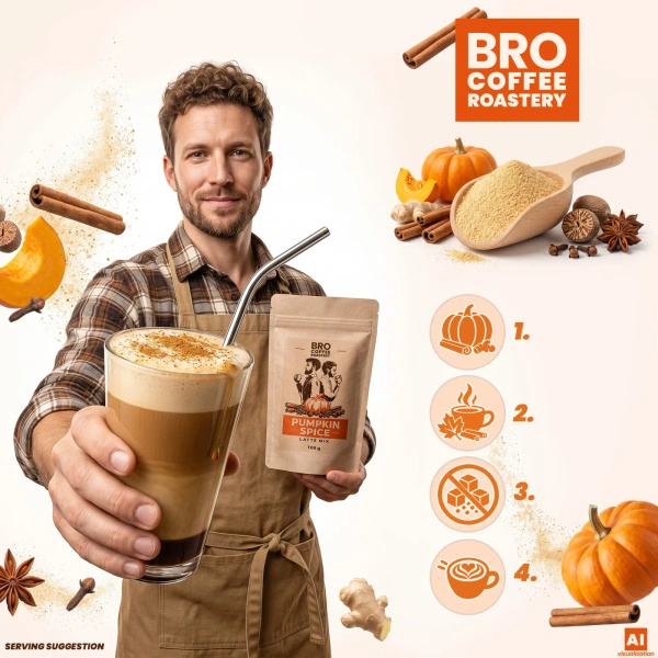Set till Pumpkin Spice Latte: kaffe Bro Coffee Roastery Brazil Samba 1kg + Pumpkin Spice Latte Mix 100g