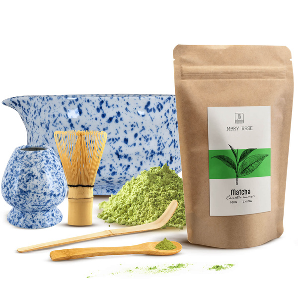 Set för bryggning av Matcha te: matcha 100g + tillbehör