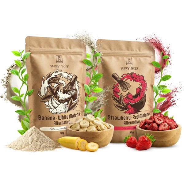Set med färgglada matcha: Red Matcha + White Matcha