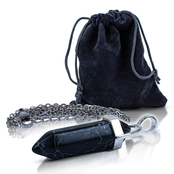 Hänge med svart turkos i påse + kedja