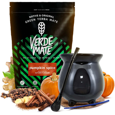 Startpaket Yerba Mate Verde Mate Pumpkin Spice 500 g + Kalebass Caldero Kittel