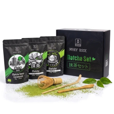 Presentset: 3x japanskt matcha + bambustillbehör