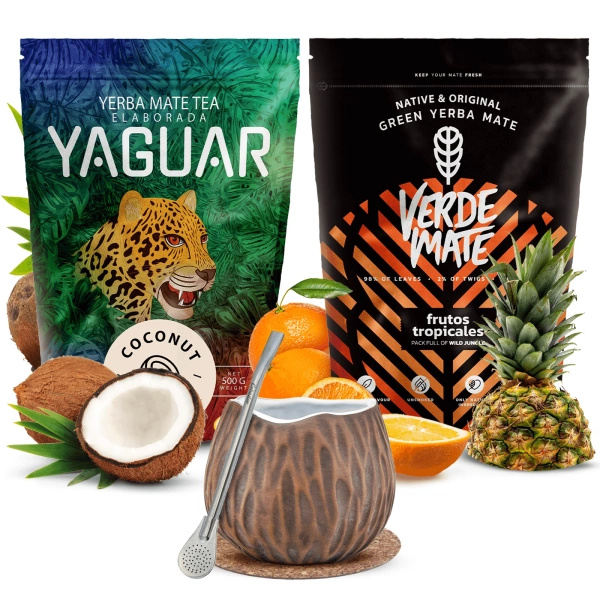 Yerba mate set Verde Mate Yaguar keramisk kalebass Kokosnöt bombilla