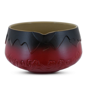 Matchawan – Matcha–skål i keramik med pip – Mountain (röd)