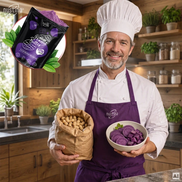 Nustino – Jordnötssmör i pulverform – Ube (utan tillsatt socker) 400 g
