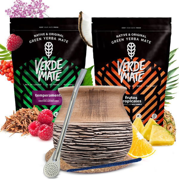 Yerba Mate Set Verde Mate 2x500g 1kg Kalebass + Bombilla