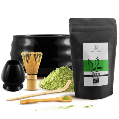 PREMIUM-set för att tillreda matcha-te: japansk ekologisk matcha 30g + tillbehör