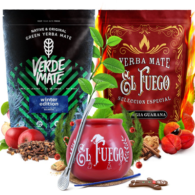 Yerba Mate Vinterset Verde Mate El Fuego 2x500g + tillbehör