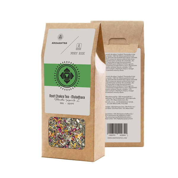 Set för Rotchakrat (Muladhara): chakra-te + magisk sten