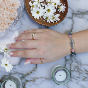 Armband Mala med rodonit och rökkvarts