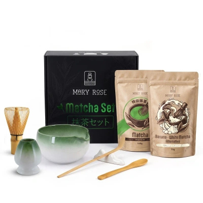 Presentset för färgglad Matcha Latte: Matcha + White Matcha + tillbehör