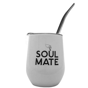 TermoLid – termomugg för yerba mate med lock – Soul Mate (vit) – 350 ml