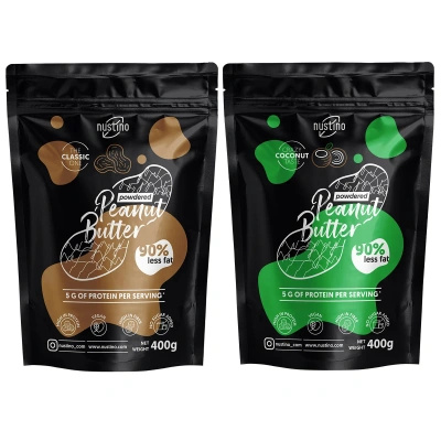Nustino jordnötssmörspulver set: Classic + Coconut 2x400g
