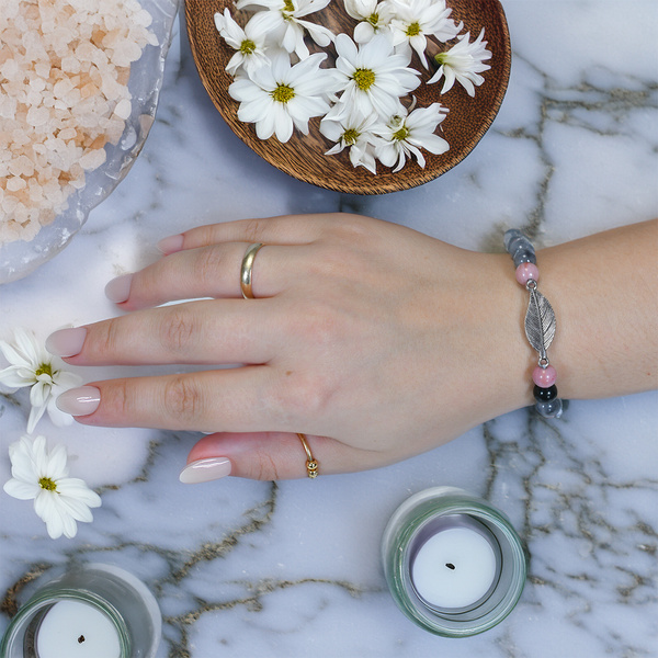 Armband Mala med rodonit och rökkvarts