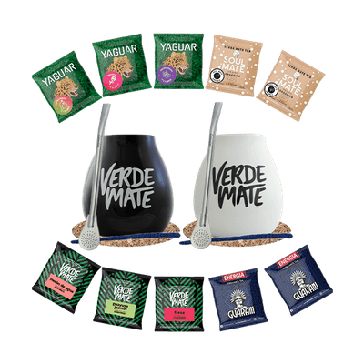 Yerba Mate Set 10x50g 2x Kalebass + 2x Bombilla