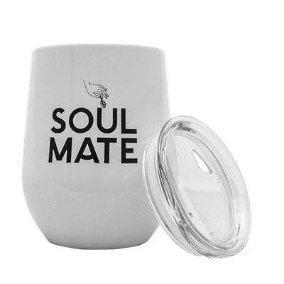 TermoLid – termomugg för yerba mate med lock – Soul Mate (vit) – 350 ml