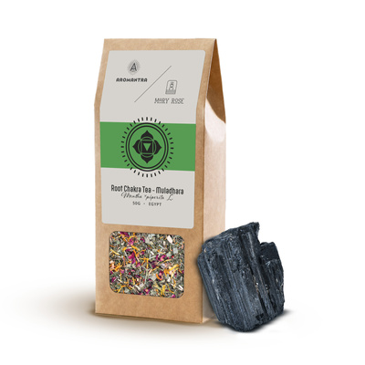 Set för Rotchakrat (Muladhara): chakra-te + magisk sten