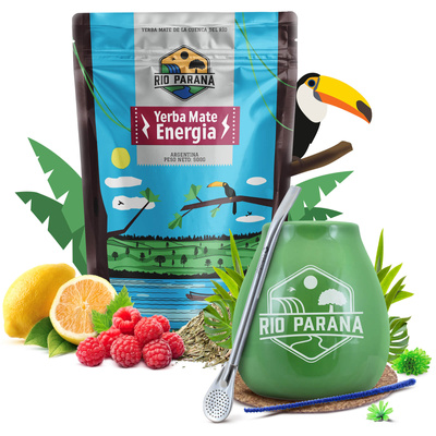 Yerba Mate set Rio Parana Energia 500g Kalebass + Bombilla