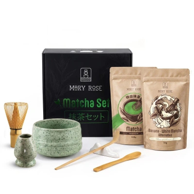 Presentset för färgglad Matcha Latte: Matcha + White Matcha + tillbehör